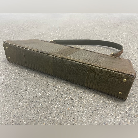 Vintage 1960s Palizzio New York Reptile Brown Rectangle Frame Closure Handbag - Picture 14 of 17